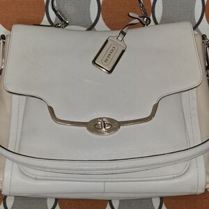 Coach Cream/White Leather Satchel Madison.
